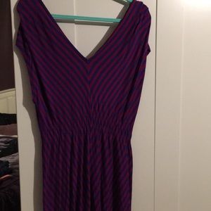 Maroon and blue high low dress